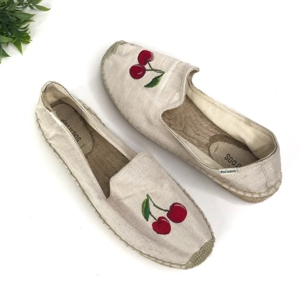 SOLUDOS Cherry On Top Platform Smoking Slippers Espadrilles 11